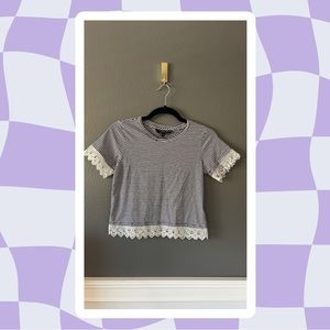 Top Shop PETITE - Striped Crop Tee